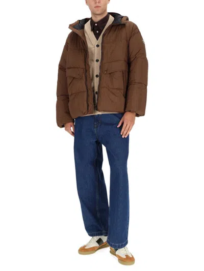 Ps By Paul Smith S By Paul Smith Mens Logo-patch Raglan-sleeve Shell Puffer Jacket Brown In Brown