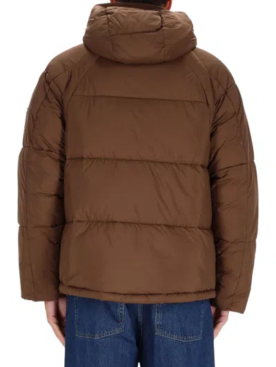 Ps By Paul Smith S By Paul Smith Mens Logo-patch Raglan-sleeve Shell Puffer Jacket Brown In Brown