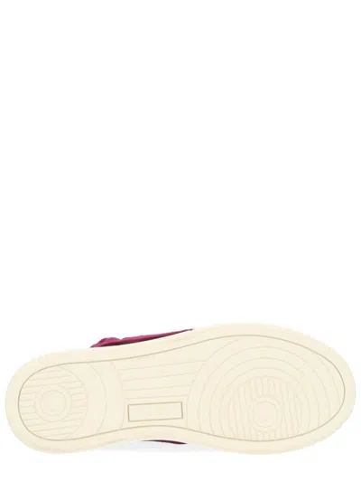 Autry Bordeaux Sneakers With Velcro Strap And Off-white Sole In Red
