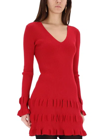 Moschino Jeans Mini Dress With Ruffles In Red