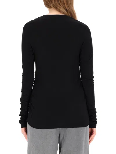 Our Legacy Long-sleeve Fitted Black Sweater With Ruched Detailing In Black