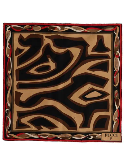 Pucci Bold Patterned Square Scarf In Gold