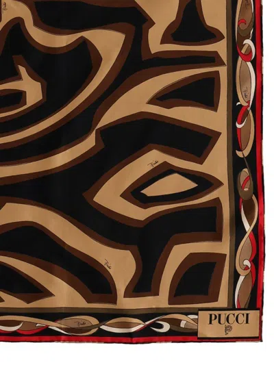 Pucci Bold Patterned Square Scarf In Gold