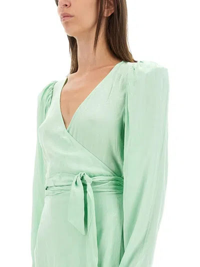 Rotate Birger Christensen Misty Jade Midi Dress In Recycled Polyester In Green