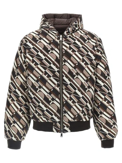 Fendi Reversible Down Jacket Puffer Jackets Beige In Brown