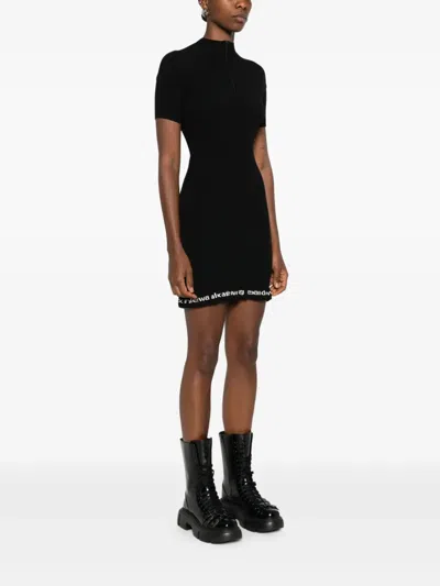 Alexander Wang Ribbed Short-sleeve Fitted Dress Clothing In Black
