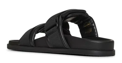 Moncler Black Leather And Fabric Sandals In Animal Print