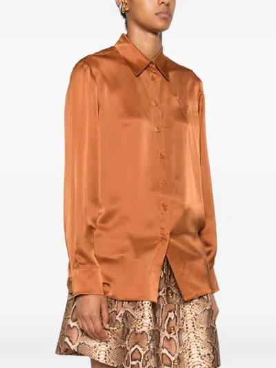Zimmermann Satin Silk Shirt In Orange