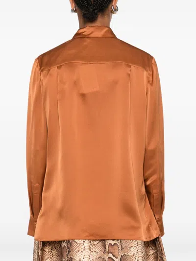 Zimmermann Satin Silk Shirt In Orange