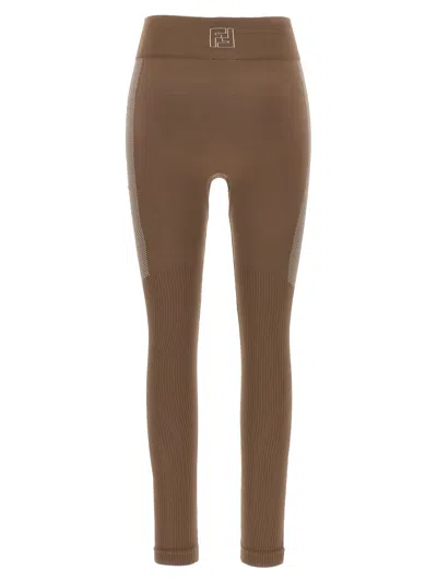 Fendi Seamless Leggings Beige In Brown