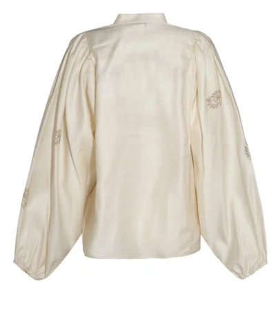 Max Mara Maxmara Women Lightweight Cotton Satin Shirt In Neutral