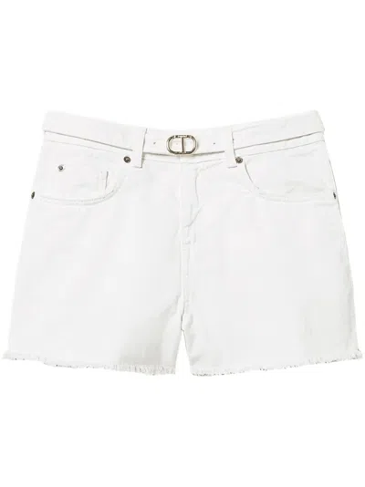 Twinset Shorts Blue And Green In White