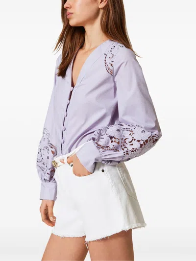 Twinset Shorts Blue And Green In White