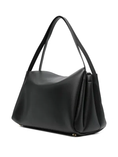 Themoirè Shoulder Bag With Snap Closure In Black