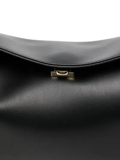 Themoirè Shoulder Bag With Snap Closure In Black