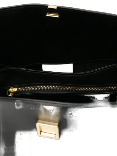 Themoirè Shoulder Bag With Snap Closure In Black