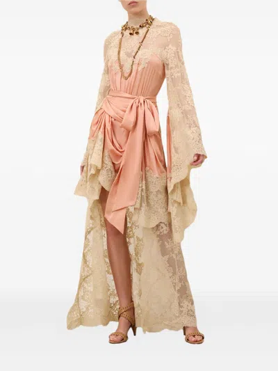 Zimmermann Lace-trimmed High-low Dress In Neutral