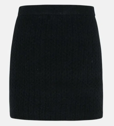Self-portrait Black Knitted Mini Skirt In Black