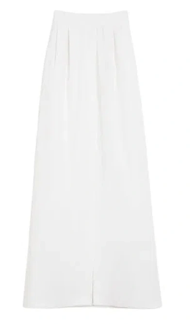 Max Mara High-waisted Pleated Maxi Skirt With Subtle Back Slit In White