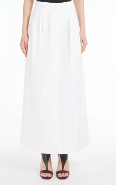 Max Mara High-waisted Pleated Maxi Skirt With Subtle Back Slit In White