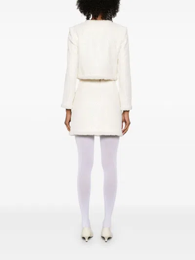 Self-portrait Cream Boucle Pearl Trim Mini Skirt-12 Nd Self Portrait Female In White