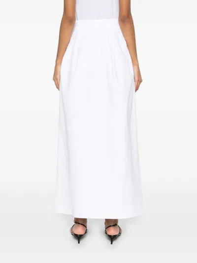 Max Mara High-waisted Pleated Maxi Skirt With Subtle Back Slit In White