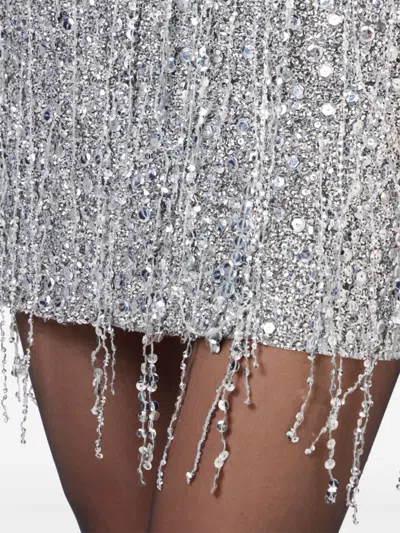 Elisabetta Franchi Embroidered Sequin Thigh-length Skirt In Gray