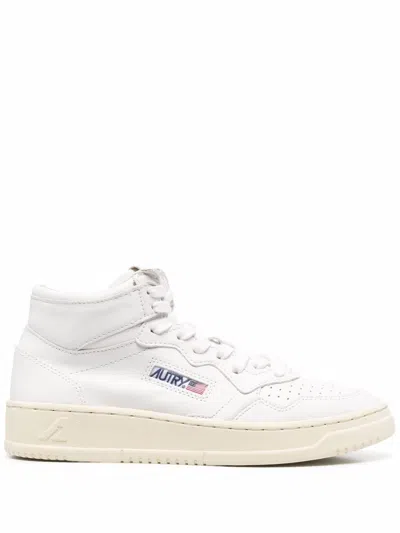 Autry White Leather High-top Sneakers In White