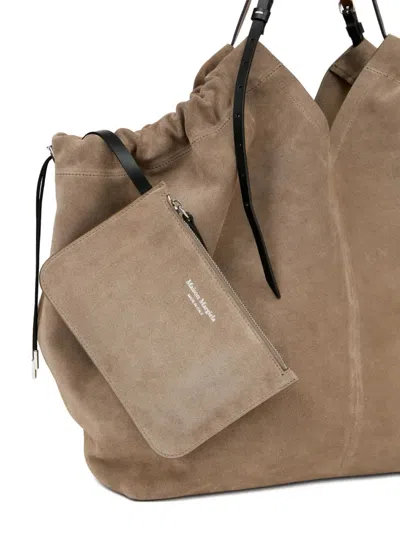 Maison Margiela Suede Tote Bag In Brown