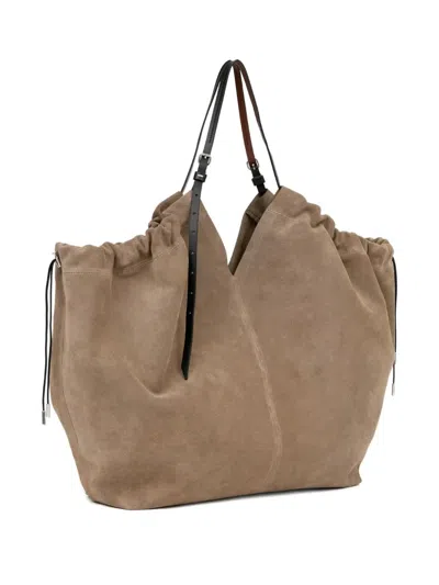Maison Margiela Suede Tote Bag In Brown