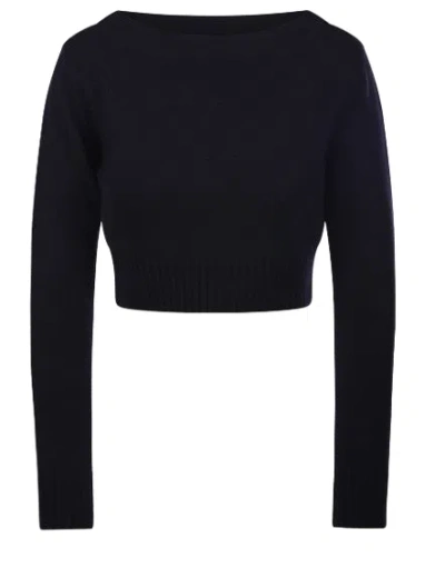 Max Mara Angri Rib Knit Wool Crop Sweater In Black