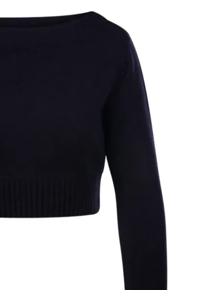 Max Mara Angri Rib Knit Wool Crop Sweater In Black