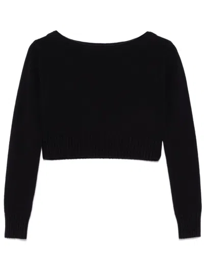 Max Mara Angri Rib Knit Wool Crop Sweater In Black