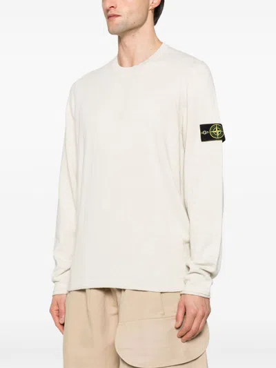 Stone Island Soft Textured Wool-polyamide Blend Sweater In Neutral