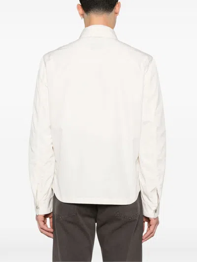 Brunello Cucinelli Shirt-style Outerwear Unlined In Water-repellent Microfibre With Heat Tapes In White