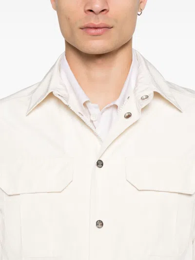 Brunello Cucinelli Shirt-style Outerwear Unlined In Water-repellent Microfibre With Heat Tapes In White