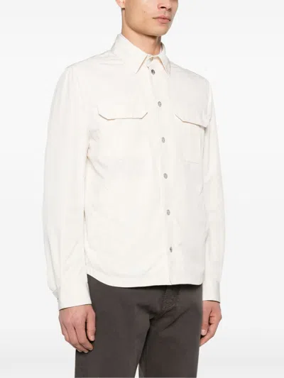 Brunello Cucinelli Shirt-style Outerwear Unlined In Water-repellent Microfibre With Heat Tapes In White