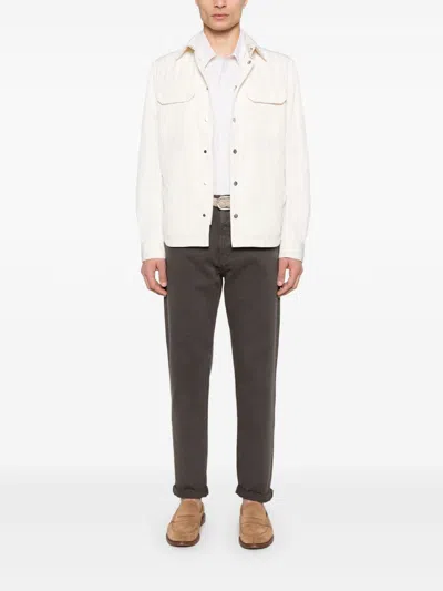 Brunello Cucinelli Shirt-style Outerwear Unlined In Water-repellent Microfibre With Heat Tapes In White