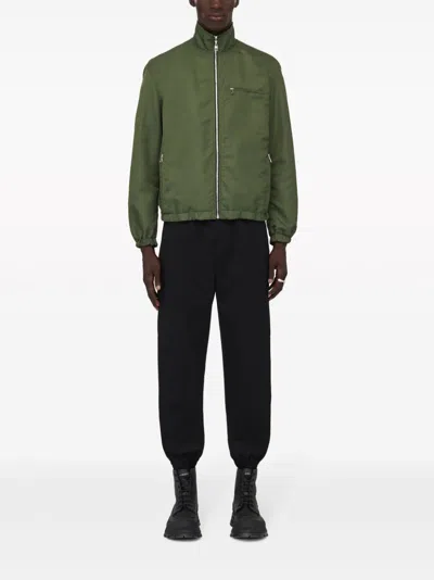 Alexander Mcqueen Khaki Black High-neck Sweater In Green