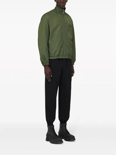 Alexander Mcqueen Khaki Black High-neck Sweater In Green