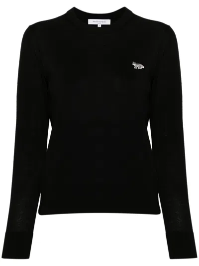 Maison Kitsuné Cozy And Warm Wool Sweater In Black