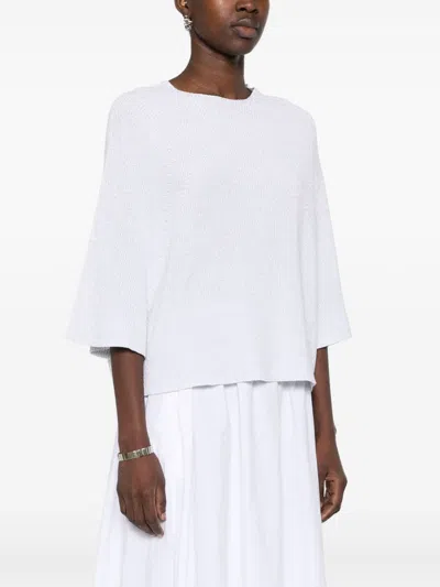 Fabiana Filippi Light Grey Metallic Knit Sweater In White