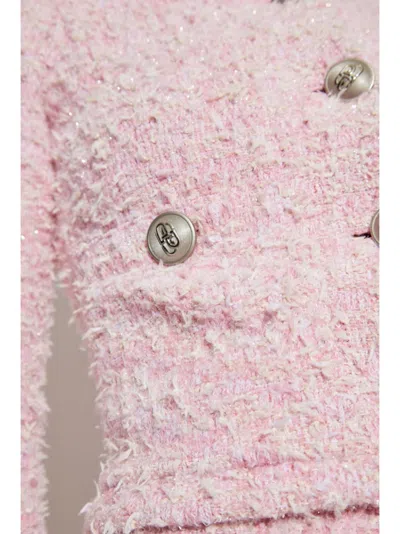Balenciaga Pink Cotton Blend Tweed Cropped Cardigan