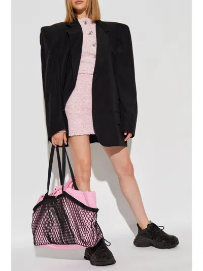 Balenciaga Pink Cotton Blend Tweed Cropped Cardigan