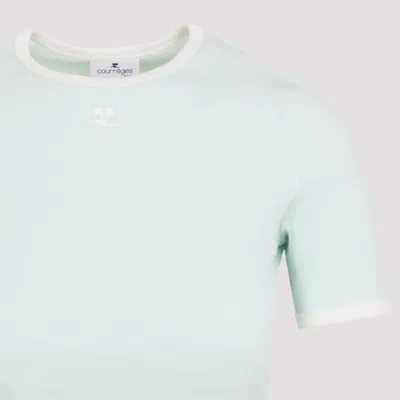 Courrèges Short Sleeve Crew Neck T-shirt Design In Blue