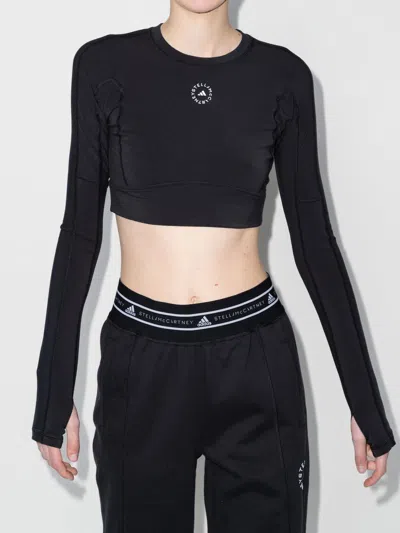 Adidas By Stella Mccartney Logo-detail Long-sleeve Top In Black