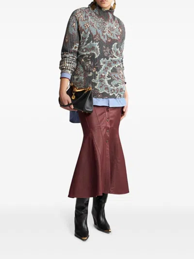 Etro All-over Floral Print Wool Top In Gray