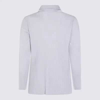 Issey Miyake Long Sleeve Ribbed Turtleneck Top In White