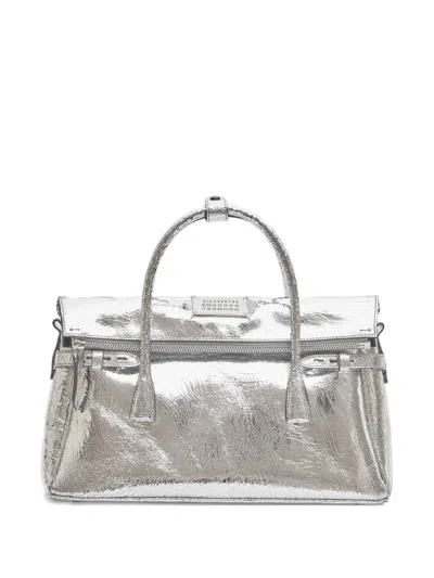 Maison Margiela Numerical-patch Tote Bag In Silver