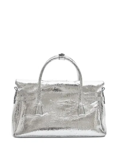 Maison Margiela Numerical-patch Tote Bag In Silver